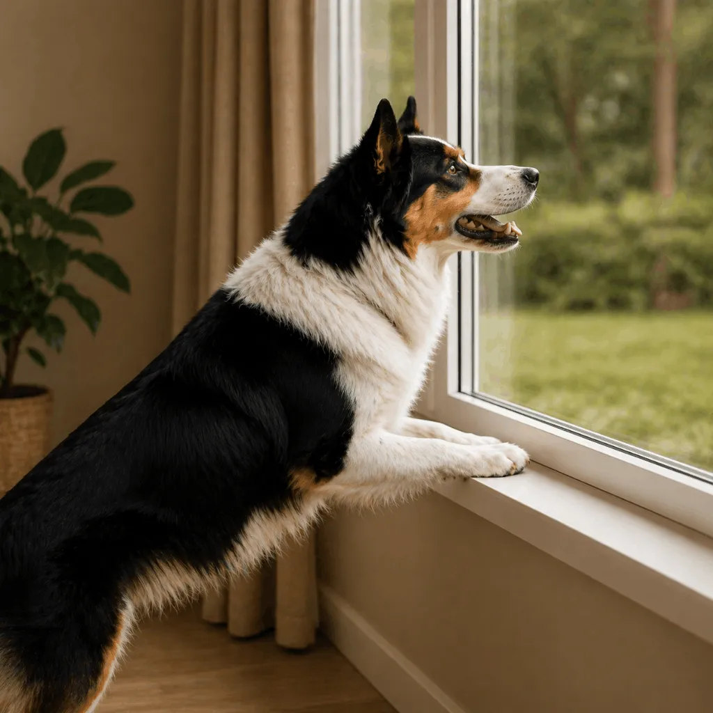 Chien qui aboie à la fenêtre